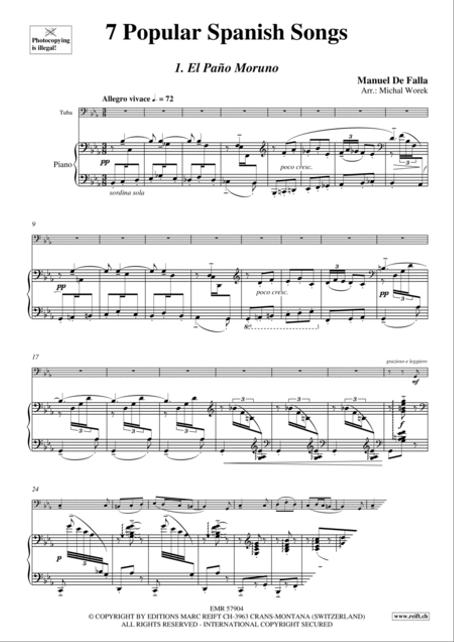 7 Popular Spanish Songs Tuba scores gallery preview page 4