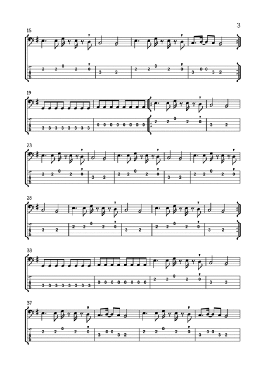 Seven Nation Army Bass Guitar scores gallery preview page 3