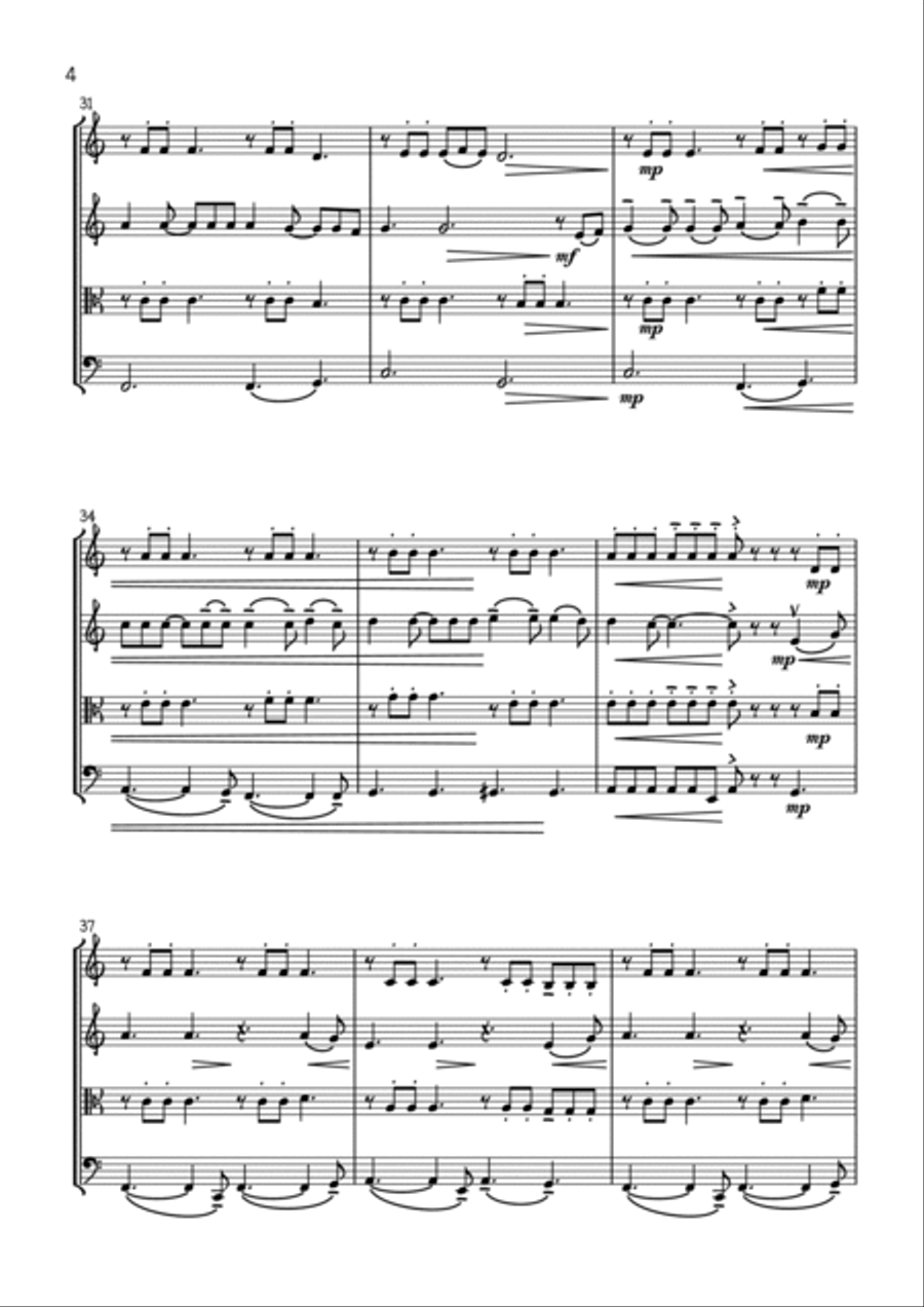 Hallelujah String Quartet scores gallery preview page 4