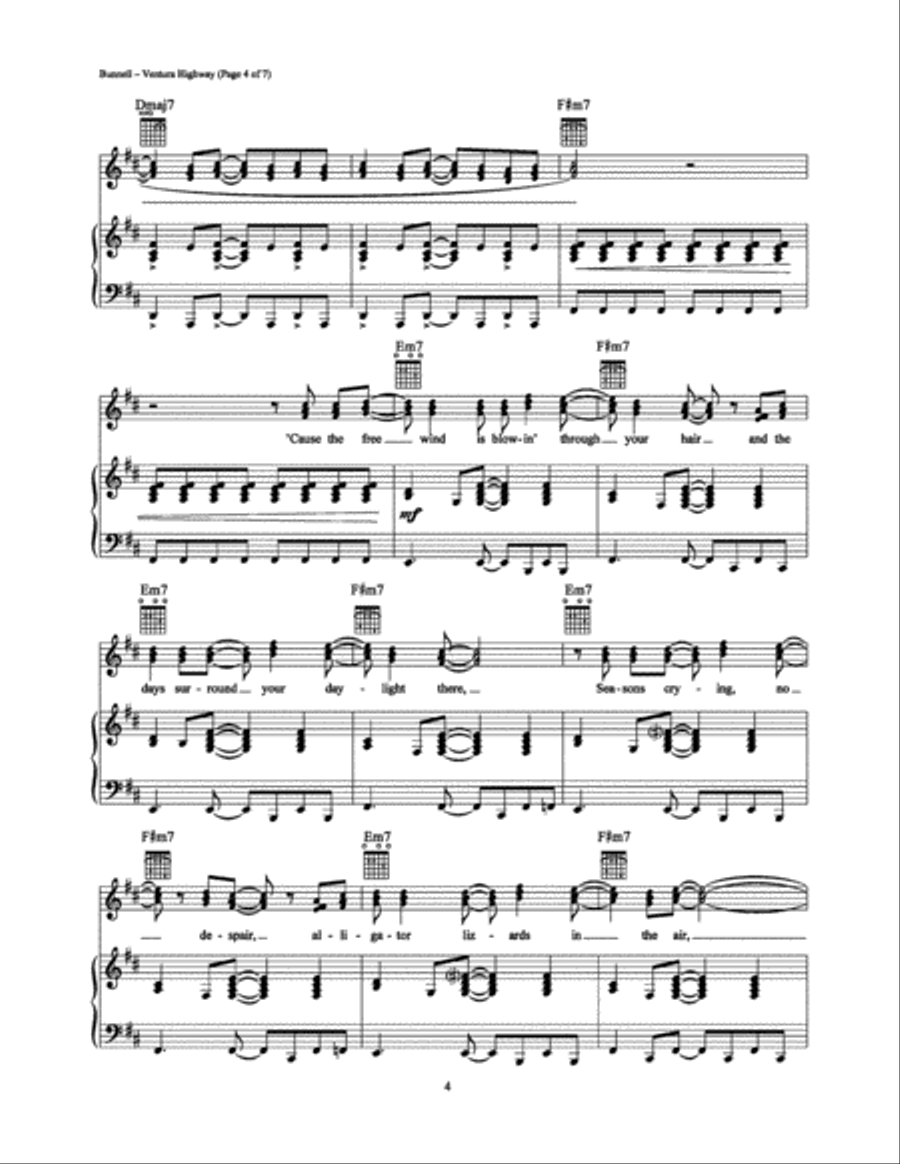 Ventura Highway Ventura Highway Piano, Vocal, Guitar scores gallery preview page 4