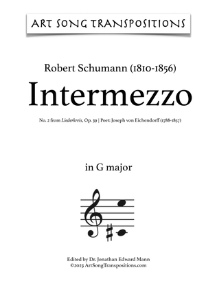 Book cover for SCHUMANN: Intermezzo, Op. 39 no. 2 (transposed to G major)