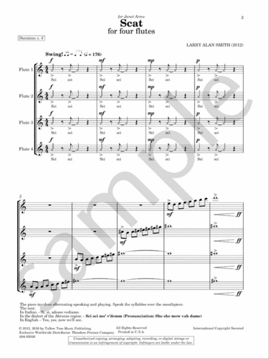Scat Flute Quartet scores gallery preview page 3