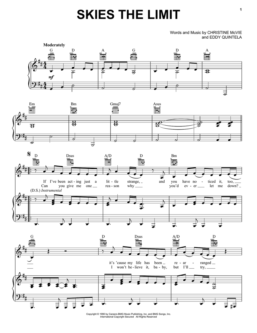 Skies The Limit Skies The Limit Piano, Vocal, Guitar scores gallery preview page 1