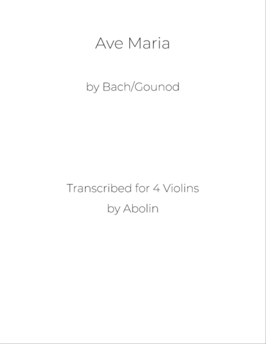 Bach/Gounod: Ave Maria - arr. for Violin Quartet String Orchestra scores gallery preview page 1