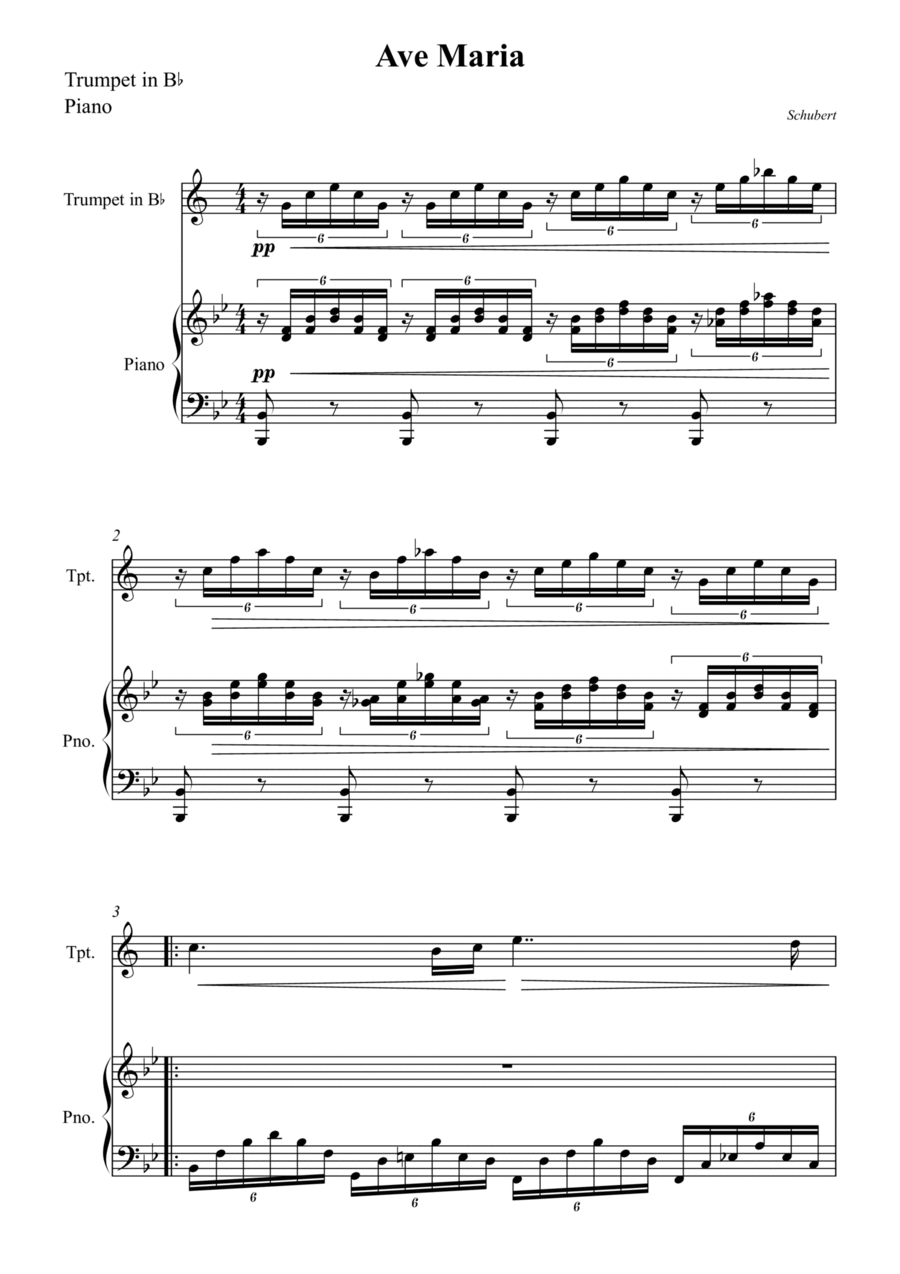 Ave Maria For Trumpet Bb Ave Maria For Trumpet Bb B-Flat Trumpet scores gallery preview page 1