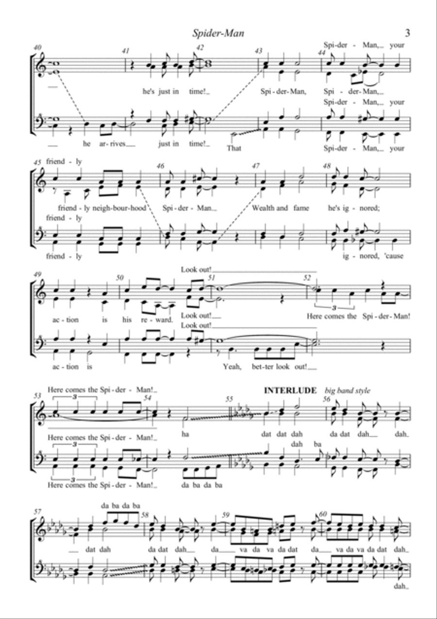 Theme From Spider Man SSAA scores gallery preview page 3