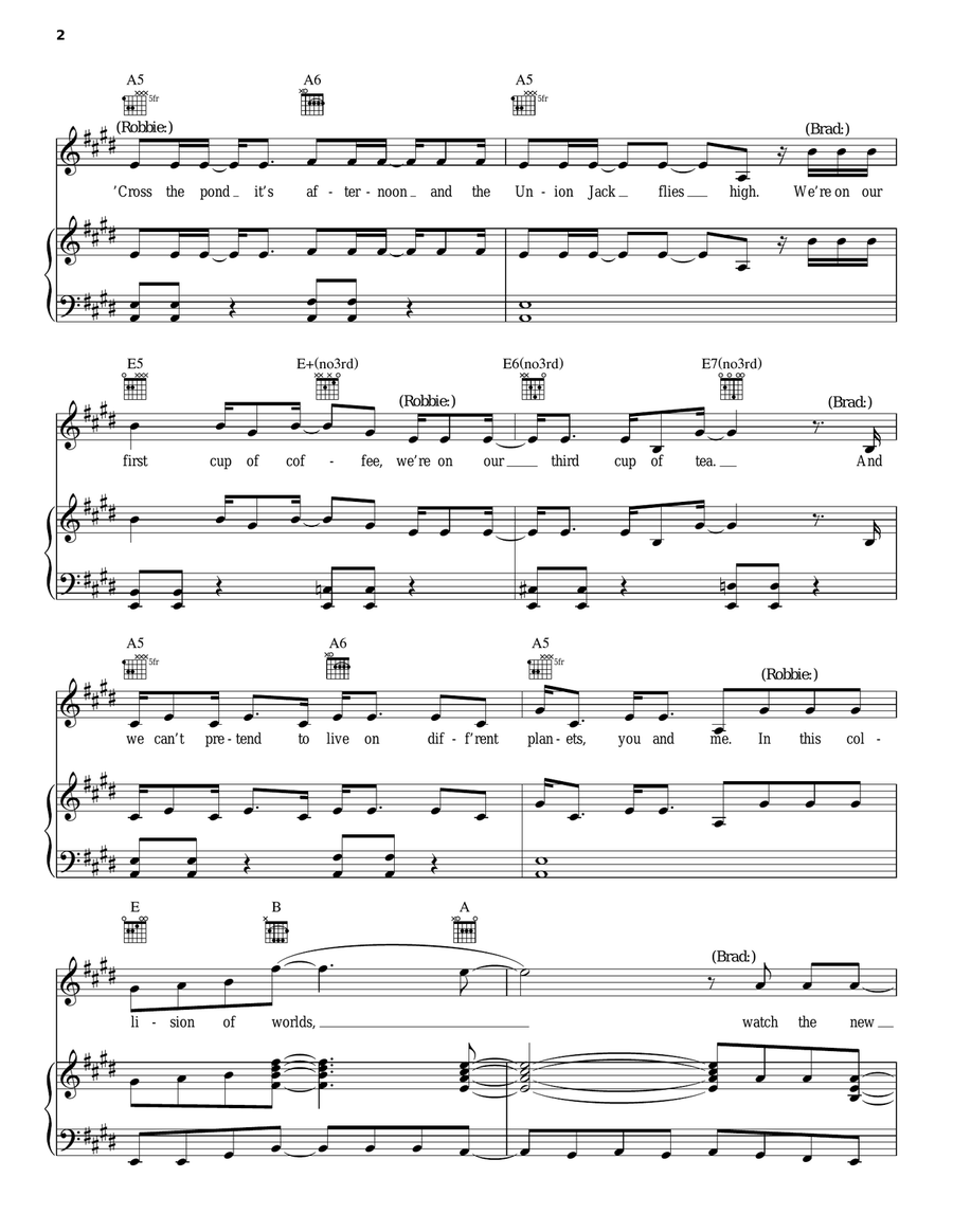 Collision Of Worlds Piano, Vocal, Guitar scores gallery preview page 2