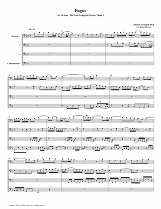 Fugue 13 from Well-Tempered Clavier, Book 1 (Bassoon Quartet)