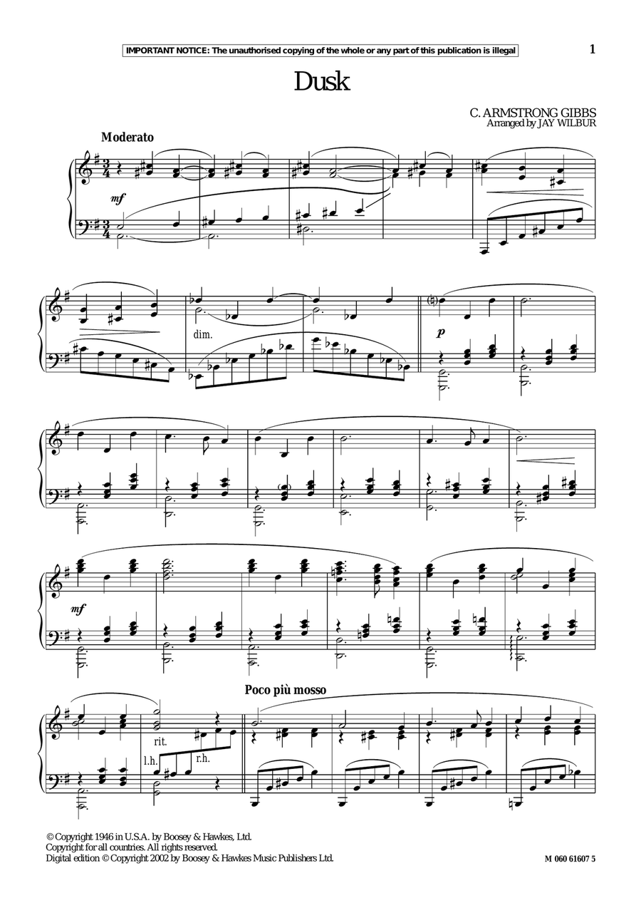 Dusk Piano Solo scores gallery preview page 1