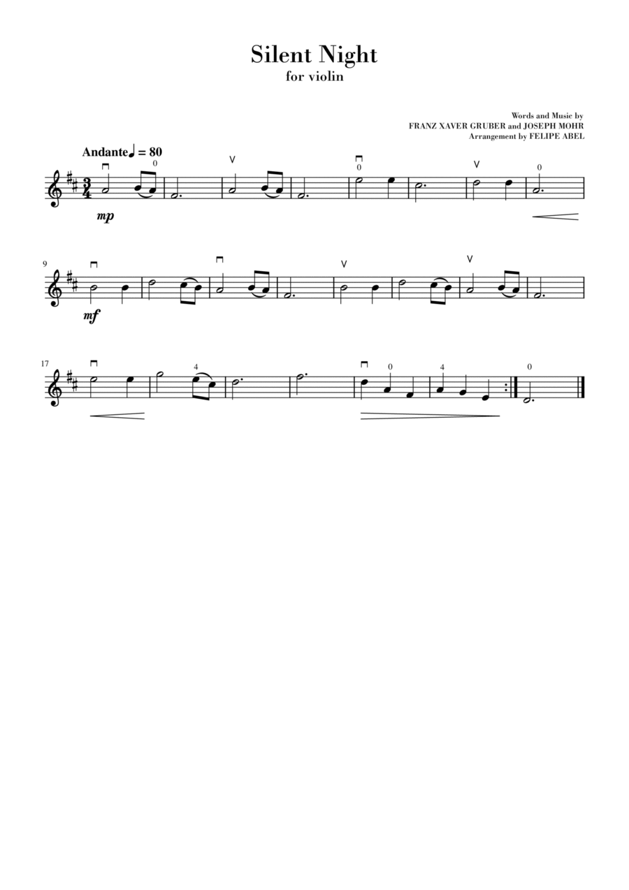 Silent Night (for Violin) - Easy Version Violin Solo scores gallery preview page 1