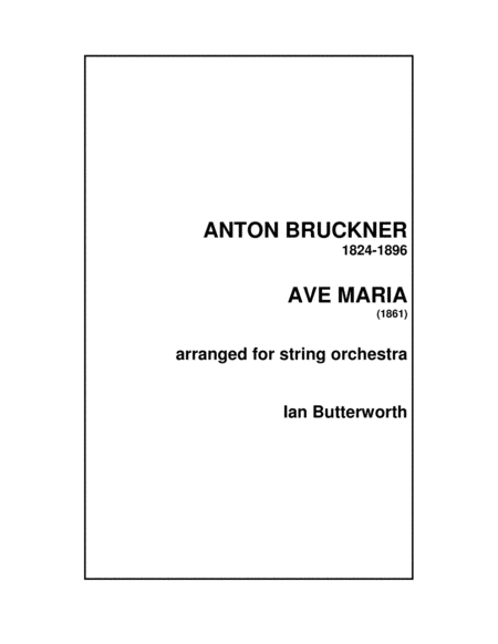 BRUCKNER Ave Maria for string orchestra image number null