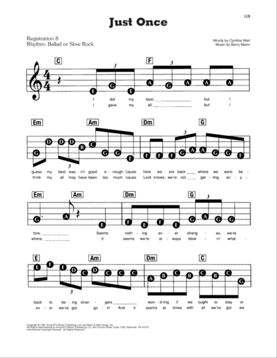 Just Once (feat. James Ingram) Electronic Keyboard scores gallery preview page 1