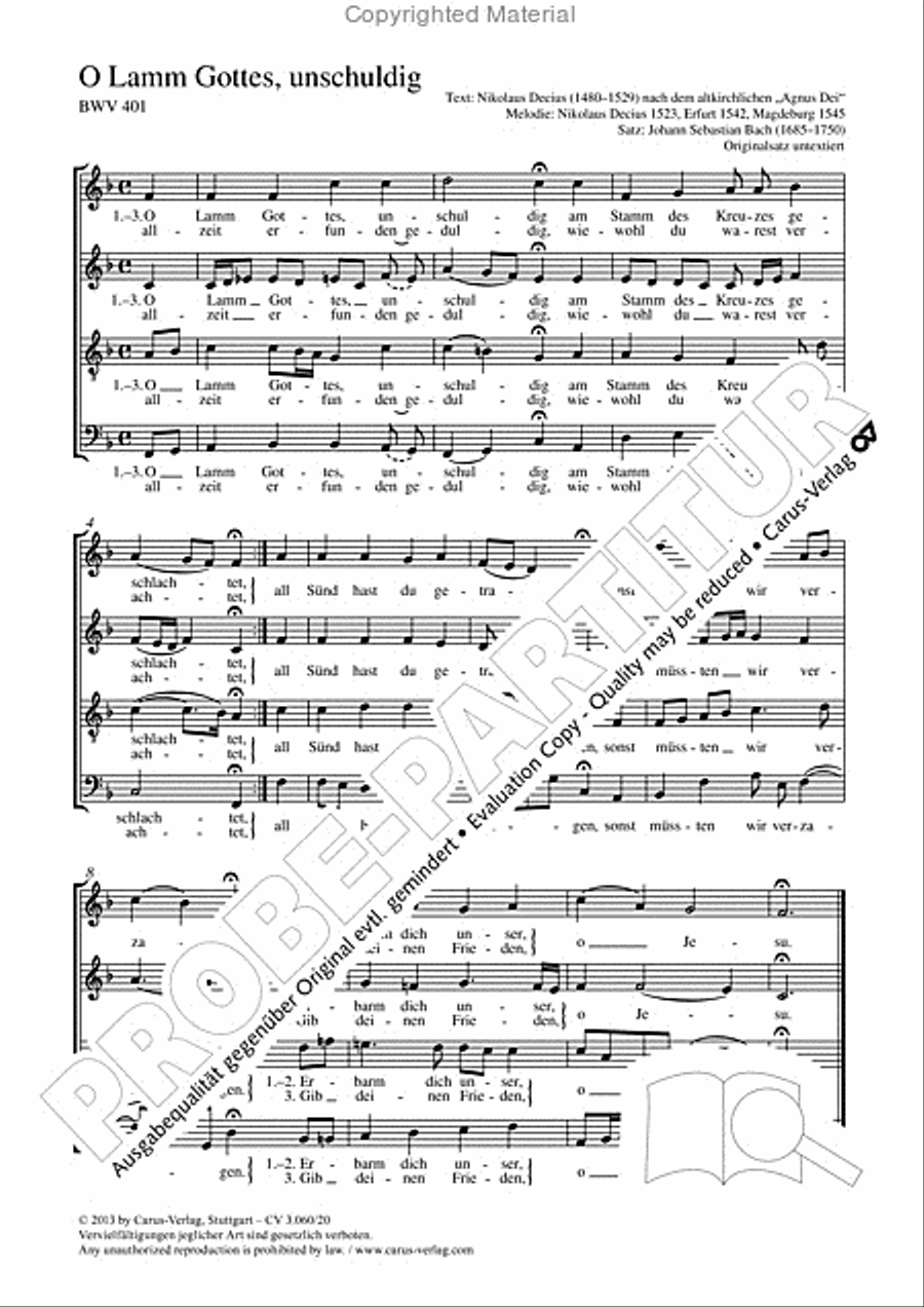O Lamb of God most holy (O Lamm Gottes, unschuldig) 4-Part scores gallery preview page 2