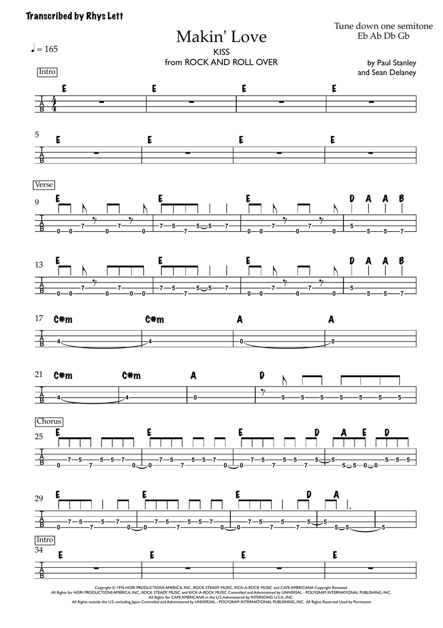 Makin' Love Guitar Tablature scores gallery preview page 1