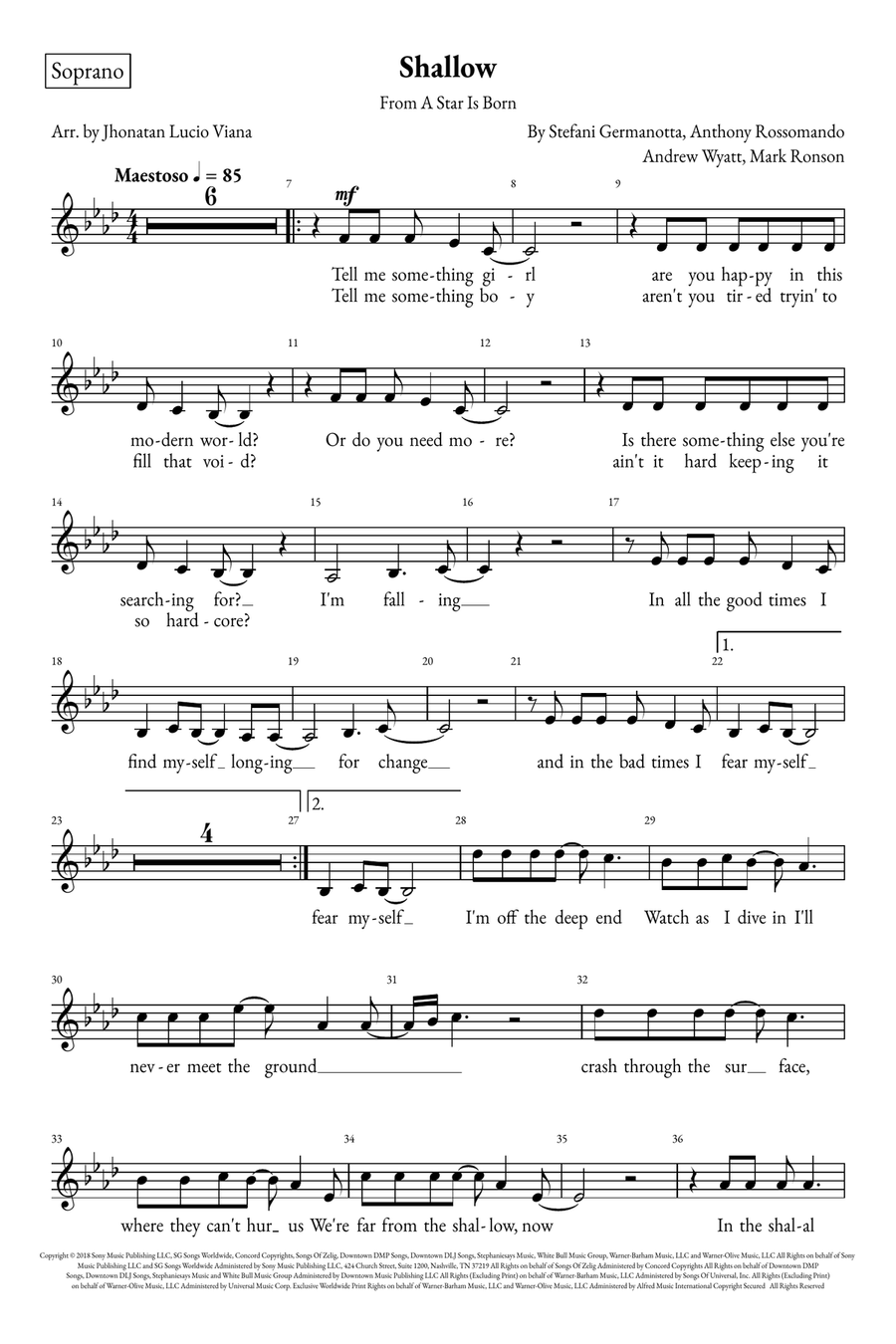 Shallow A Cappella scores gallery preview page 6
