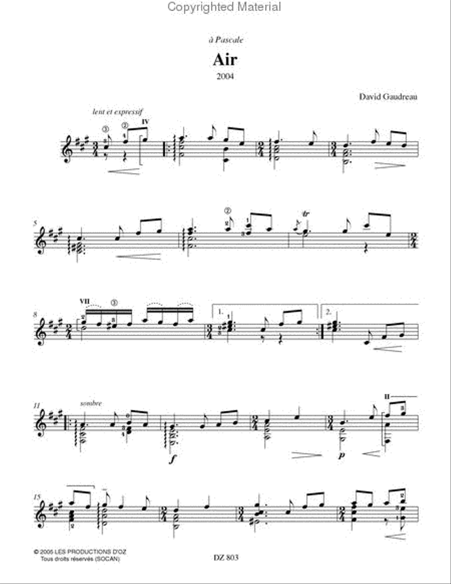 Air, Amoroso Classical Guitar scores gallery preview page 2