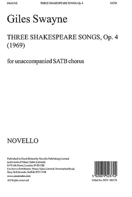 Giles Swayne: Three Shakespeare Songs Op.4 SATB