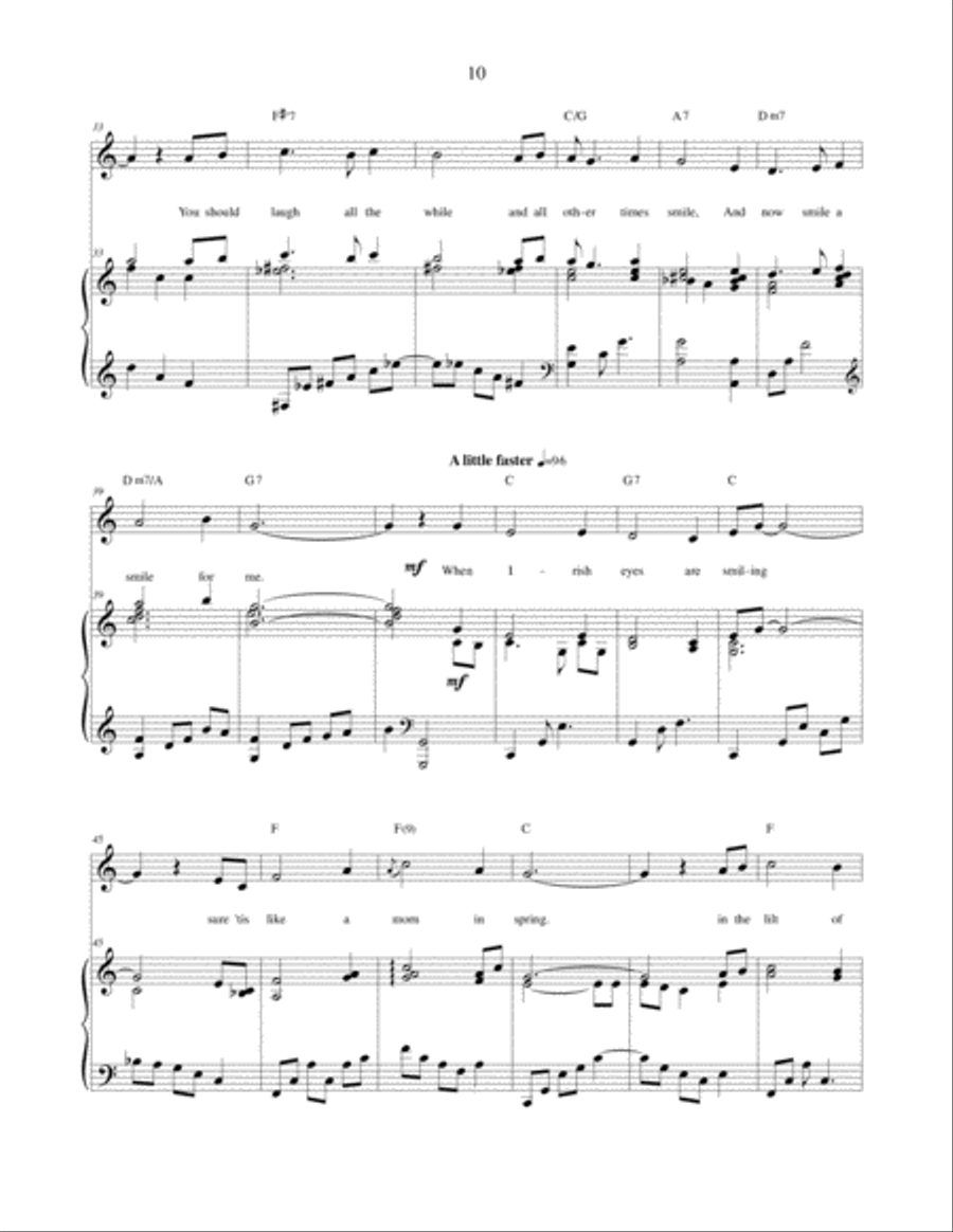 When Irish Eyes Are Smiling - piano solo (includes vocals and chords) Piano Solo scores gallery preview page 4