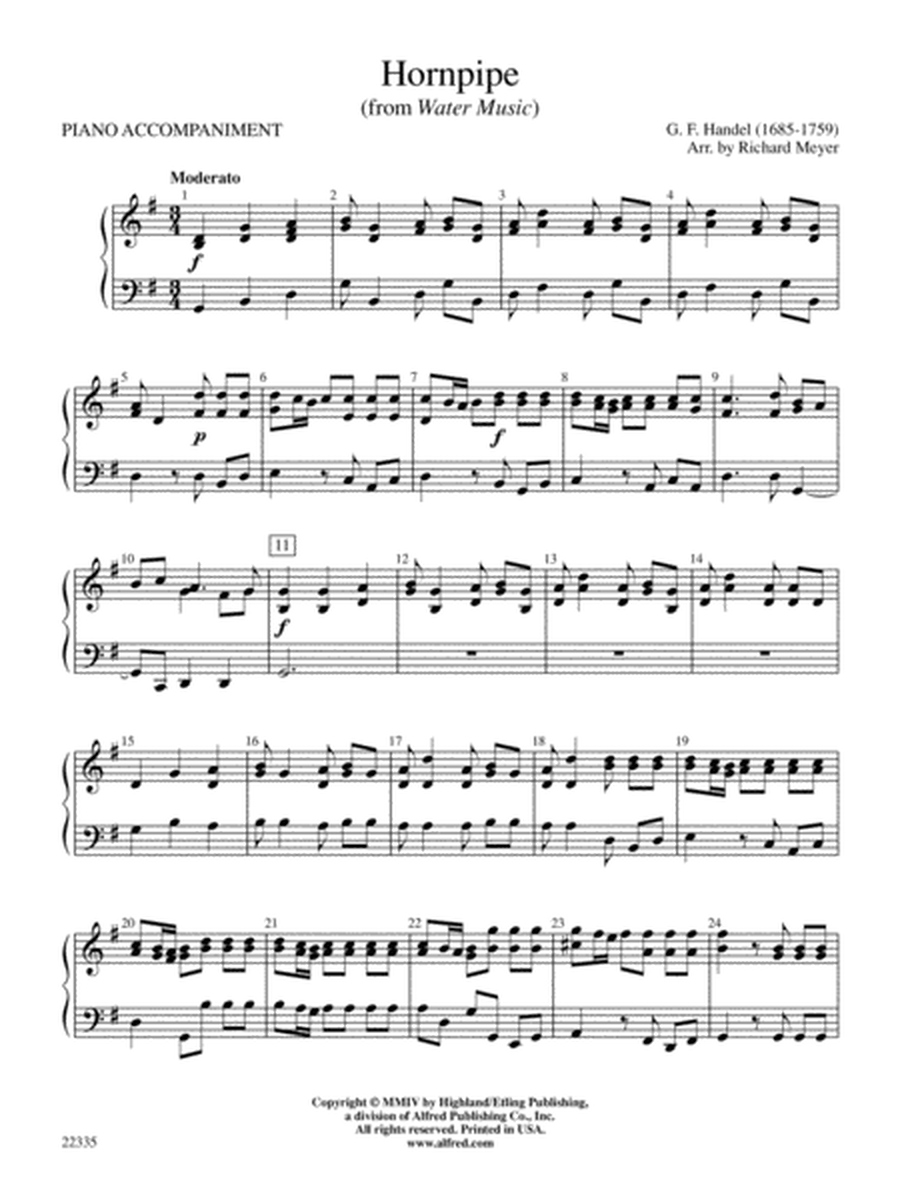 Hornpipe (from Water Music): Piano Accompaniment