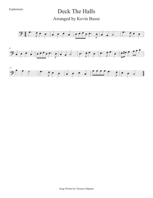 Book cover for Deck The Halls (Easy key of C) Euphonium