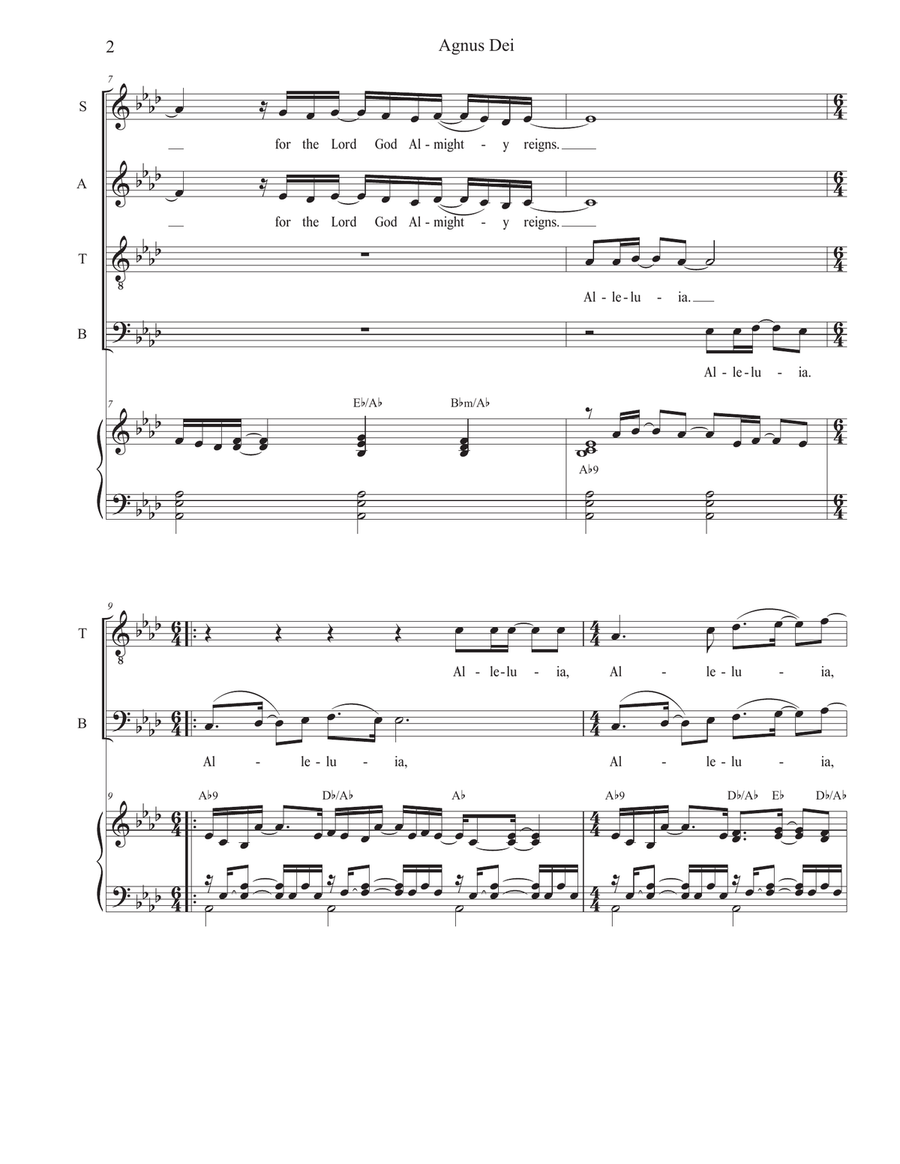 Medley: Agnus Dei with How Great Thou Art 4-Part scores gallery preview page 2