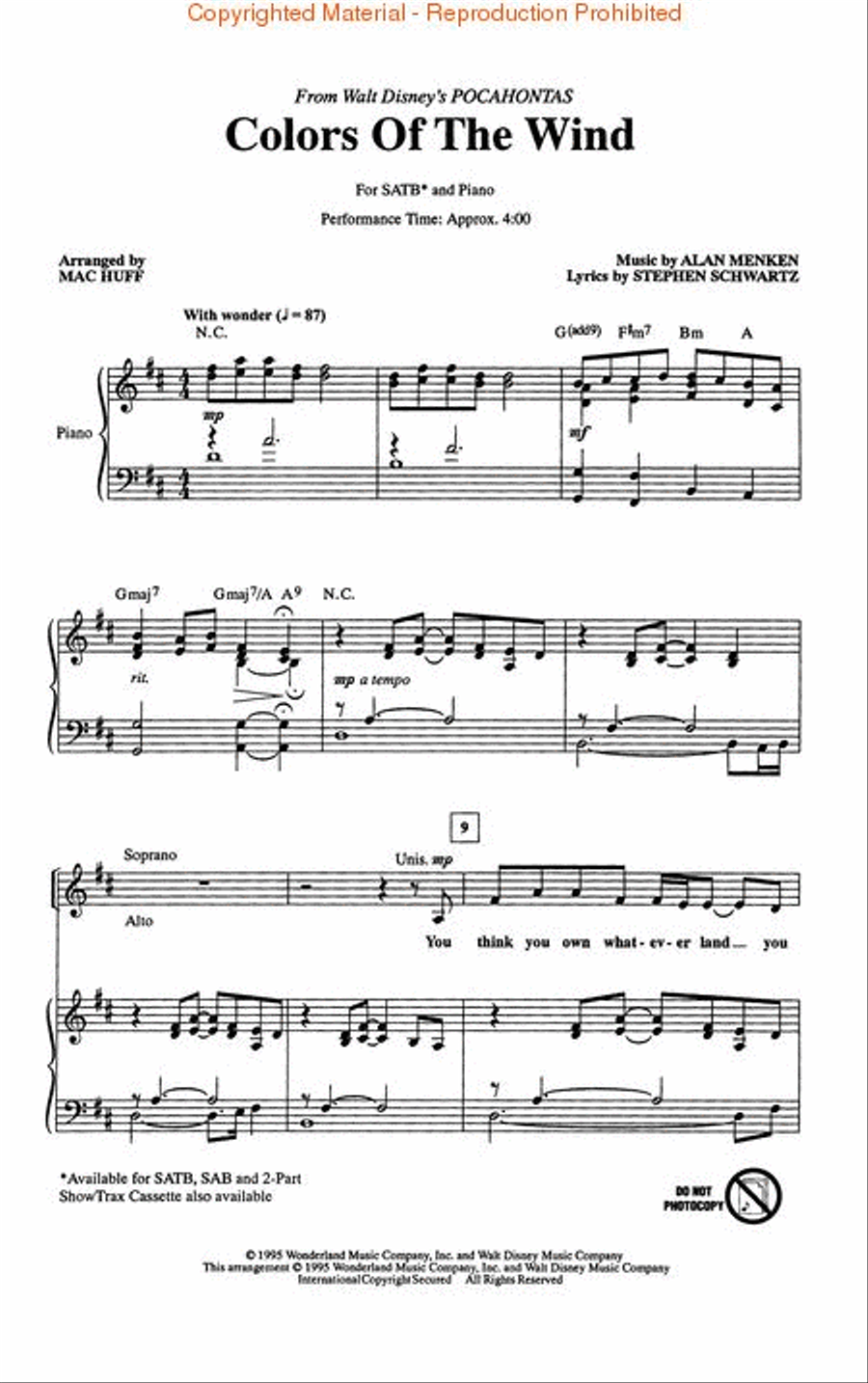 Colors of the Wind 4-Part scores gallery preview page 2