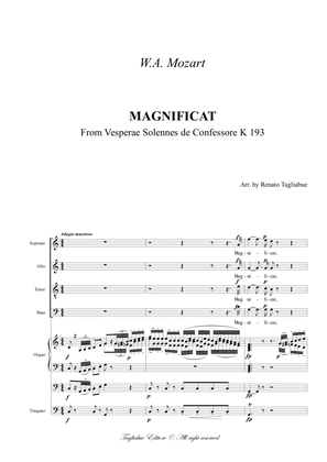 Book cover for MAGNIFICAT - From Vesperae Solennes de Confessore K 193 - For SATB Choir, Organ 3 staff and (ad lib