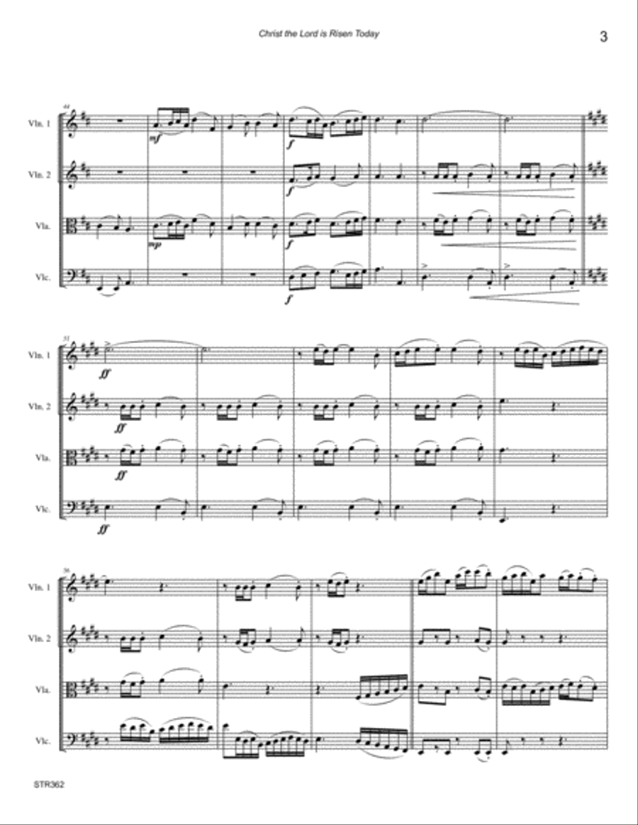 CHRIST THE LORD IS RISEN TODAY - STRING QUARTET (unaccompanied) A Cappella scores gallery preview page 3