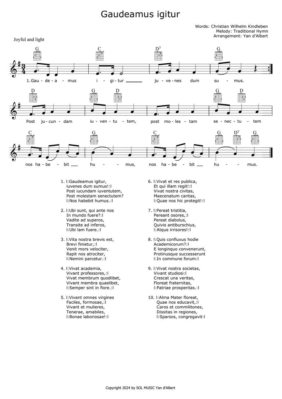 Gaudeamus igitur Classical Guitar scores gallery preview page 1