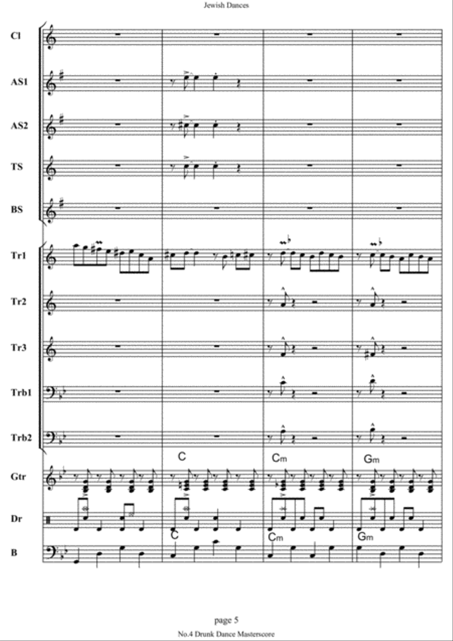 Jewish Dances. No.4, Drunk Dance. Concert Band scores gallery preview page 5