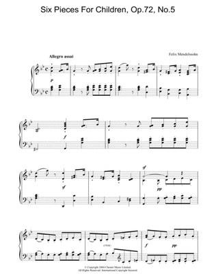 Six Pieces For Children, Op.72, No.5