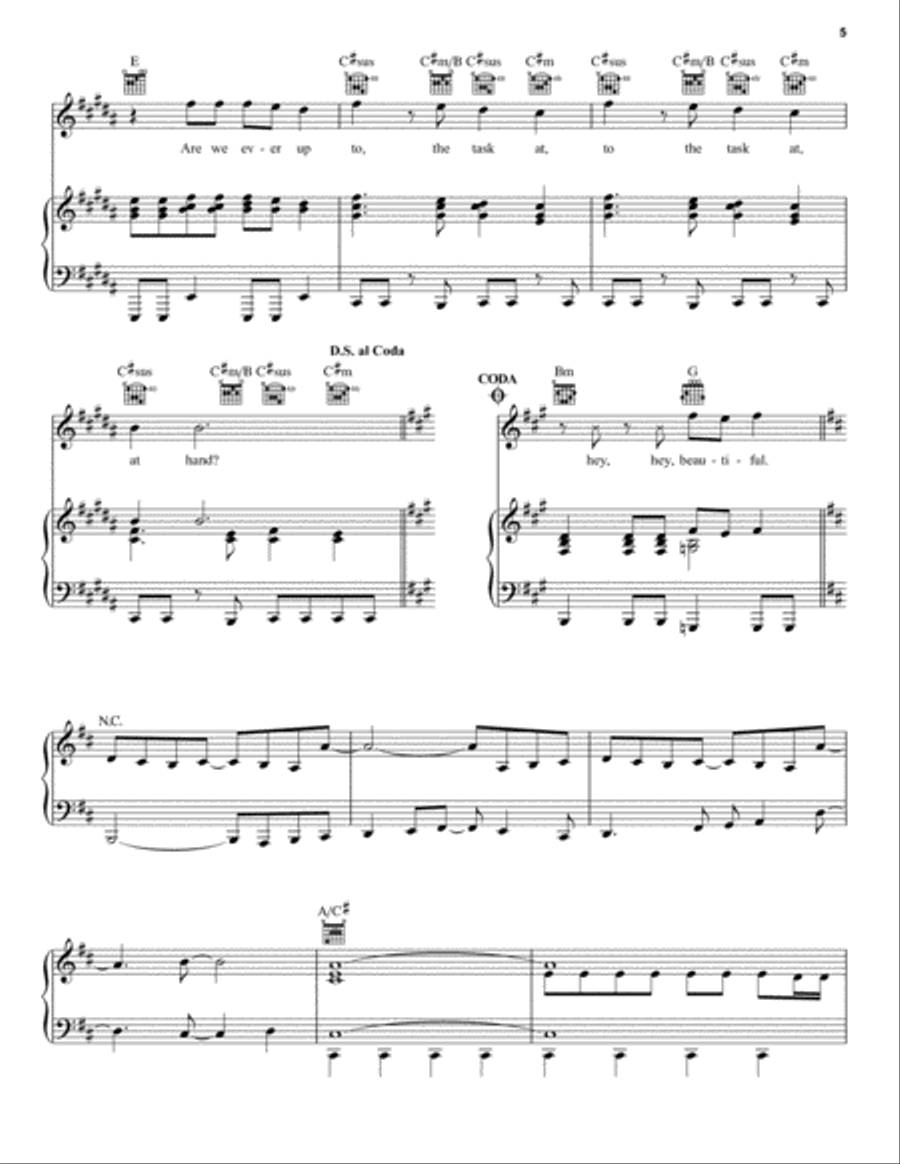 Hey Beautiful (from How I Met Your Mother) Piano, Vocal, Guitar scores gallery preview page 5