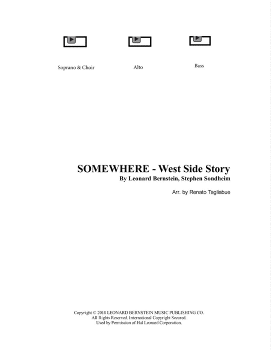 SOMEWHERE - From "West Side Story" - Arr. for SAB Choir and Piano image number null