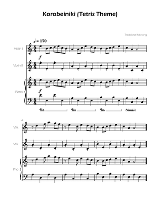 Tetris Theme for Violin Duet