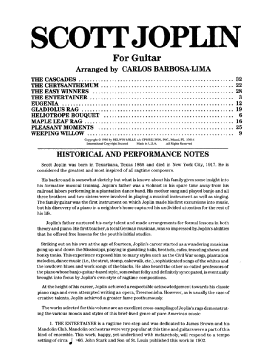 Scott Joplin for Guitar Scott Joplin for Guitar Classical Guitar scores gallery preview page 2