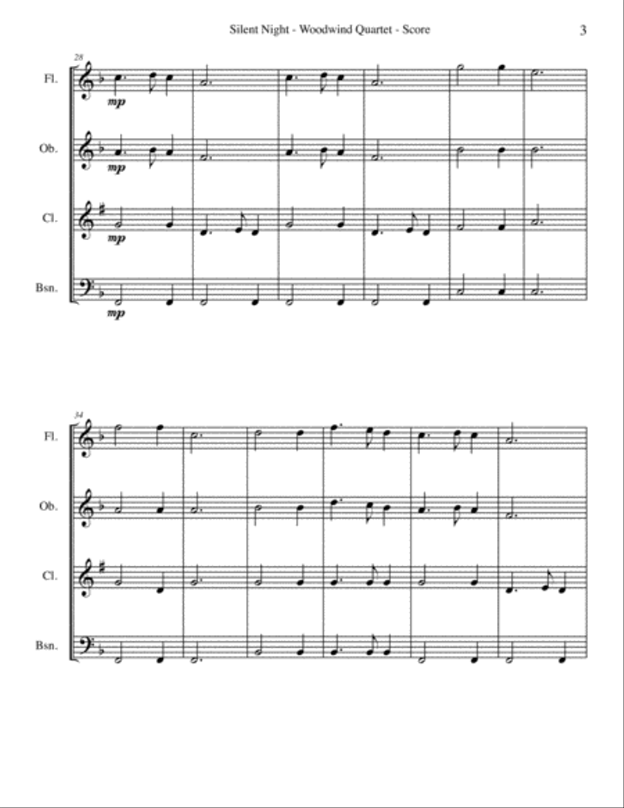 Silent Night for Woodwind Quartet image number null