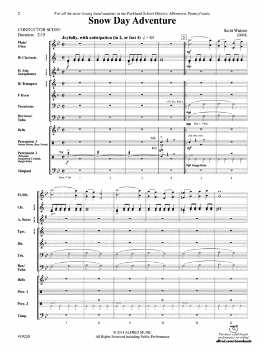 Snow Day Adventure: Score Concert Band scores gallery preview page 2