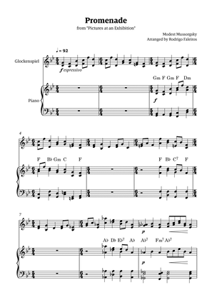 Promenade (from "Pictures at an Exhibition") - for solo glockenspiel and piano accompaniment