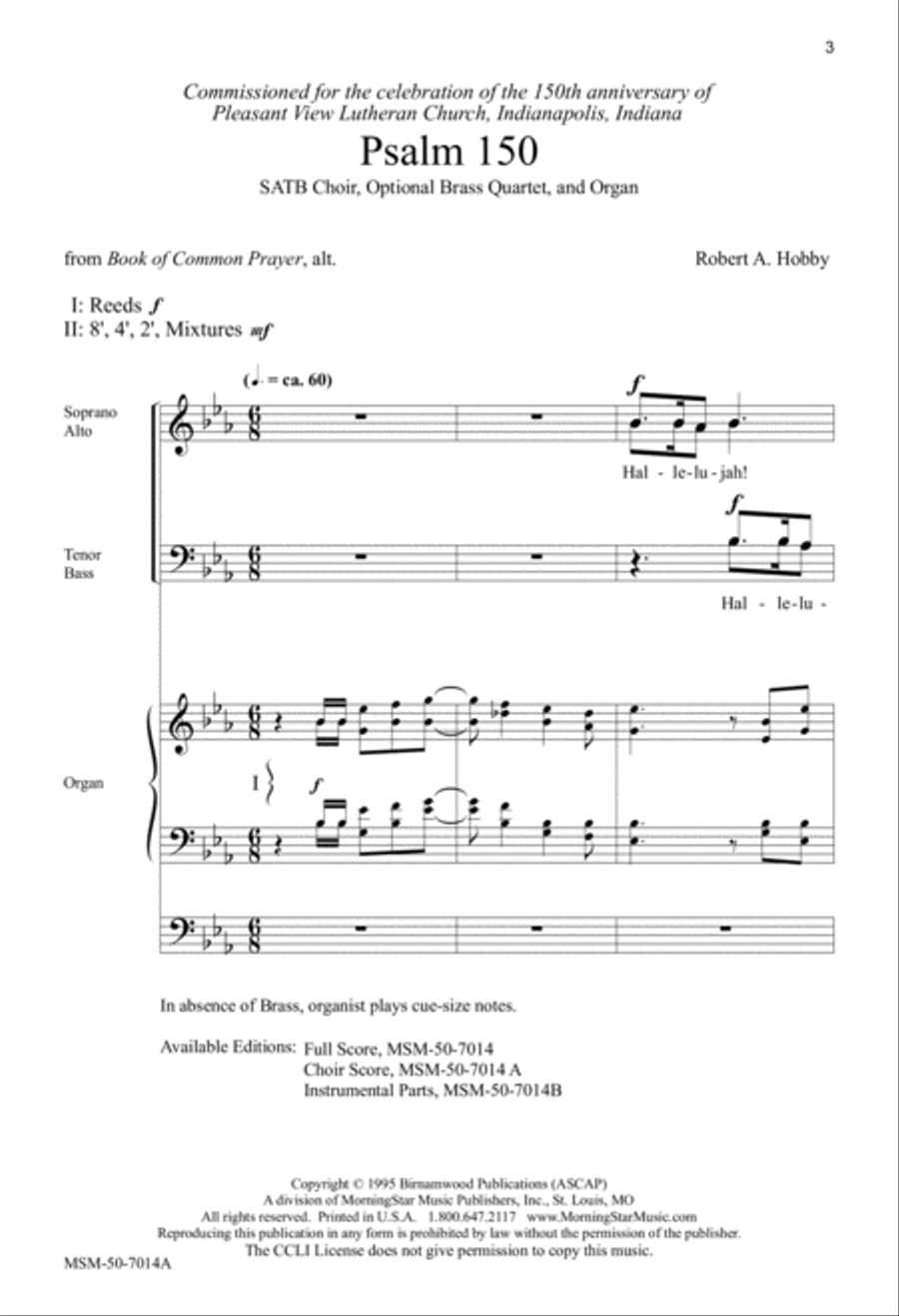 Psalm 150 4-Part scores gallery preview page 2