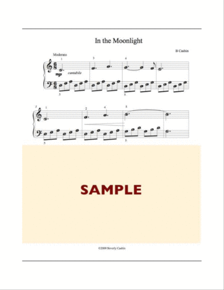 In the Moonlight, easy reader Piano Solo scores gallery preview page 1