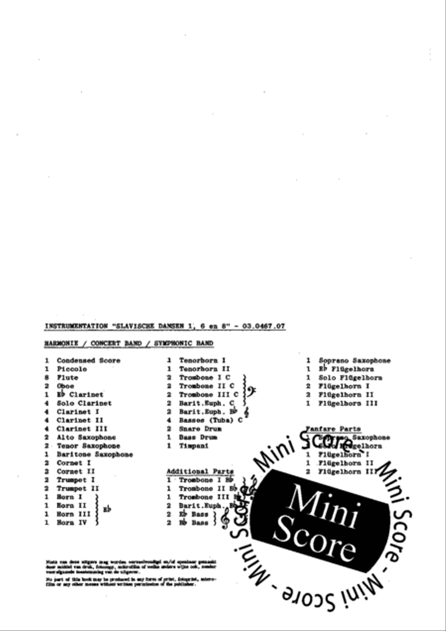 Slavische Dansen no 1,6 en 8 Fanfare Band scores gallery preview page 3