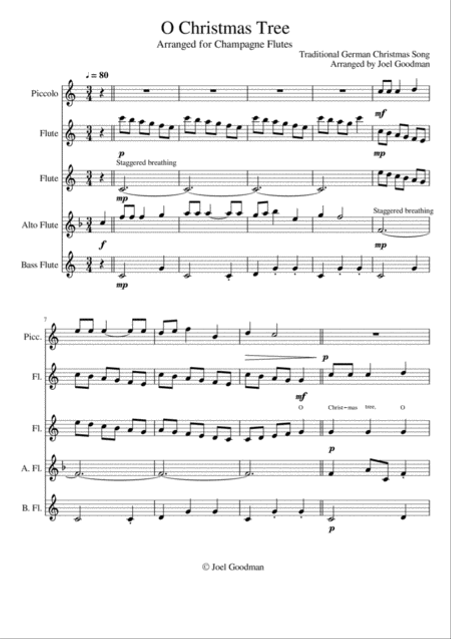 O Christmas Tree (O Tannenbaum) - Flute Choir Flute Choir scores gallery preview page 1