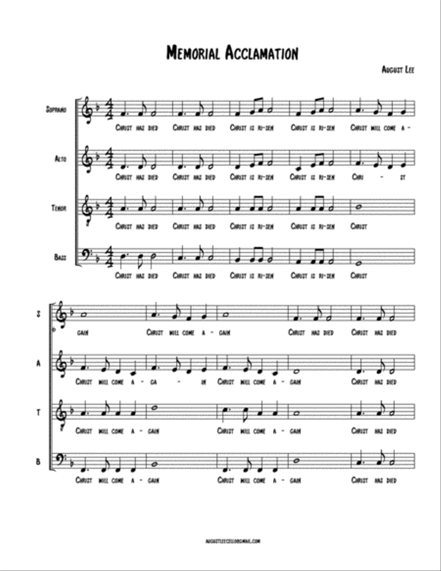 Christ has died, Christ is risen, Christ will come again (Memorial Acclamation) 4-Part scores gallery preview page 1