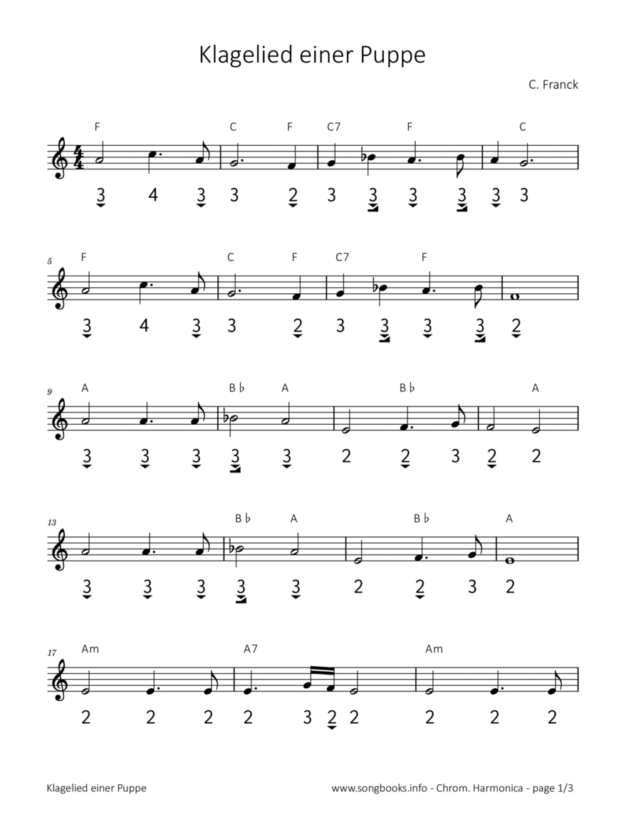 Klagelied einer Puppe (César Franck) Chamber Music scores gallery preview page 1