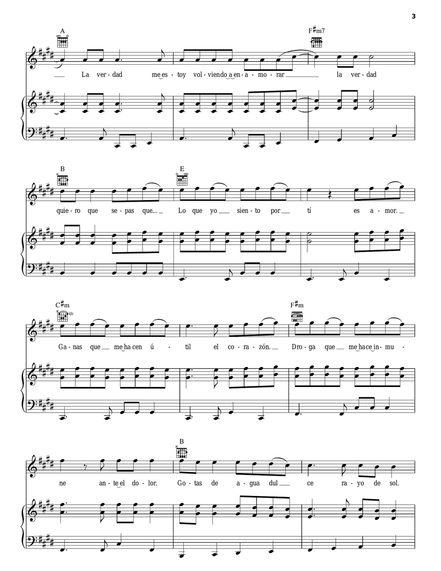 Gotas De Agua Dulce Piano, Vocal, Guitar scores gallery preview page 3