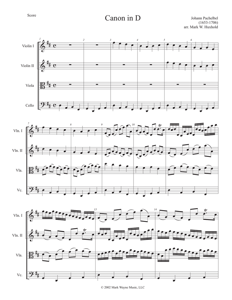 Canon in D - Score Only String Orchestra scores gallery preview page 2