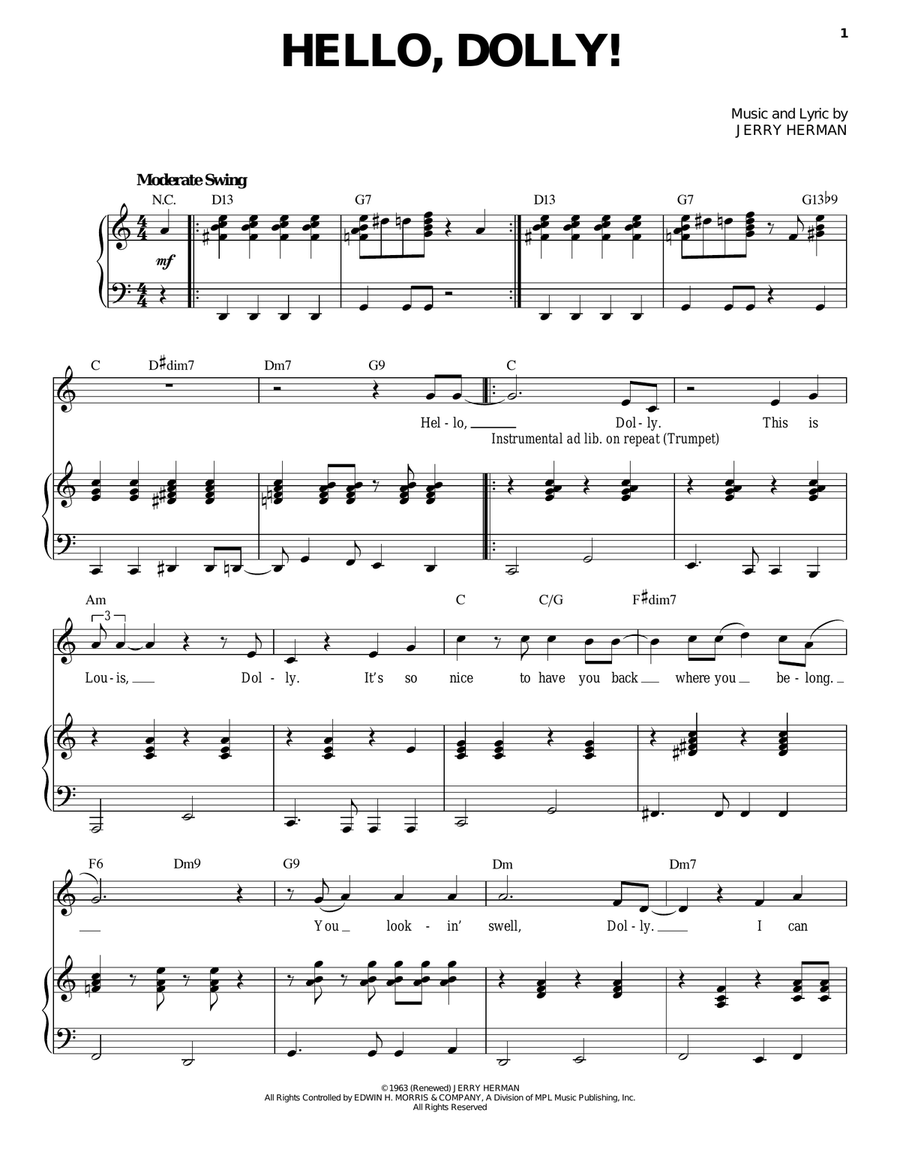 Hello, Dolly! Hello, Dolly! Piano, Vocal scores gallery preview page 1