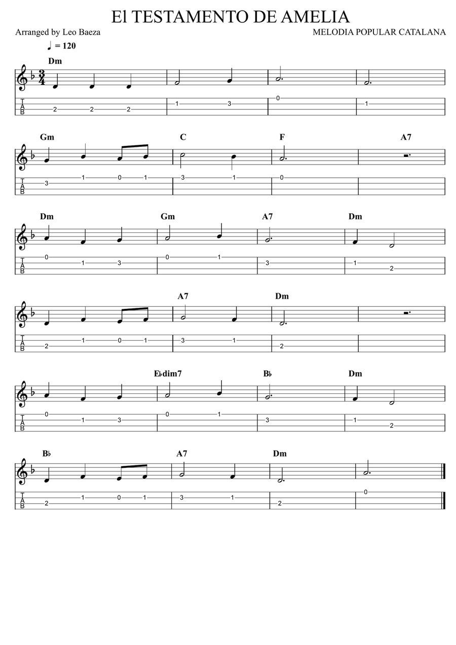 El testament d'Amèlia El testament d'Amèlia Ukulele scores gallery preview page 1