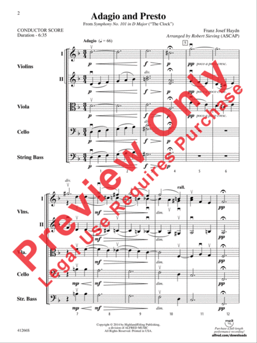 Adagio and Presto String Orchestra scores gallery preview page 3