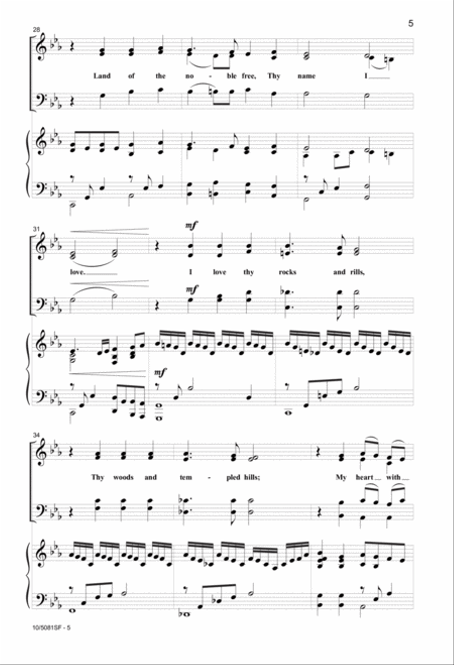 My Country, 'Tis of Thee My Country, 'Tis of Thee 4-Part scores gallery preview page 5